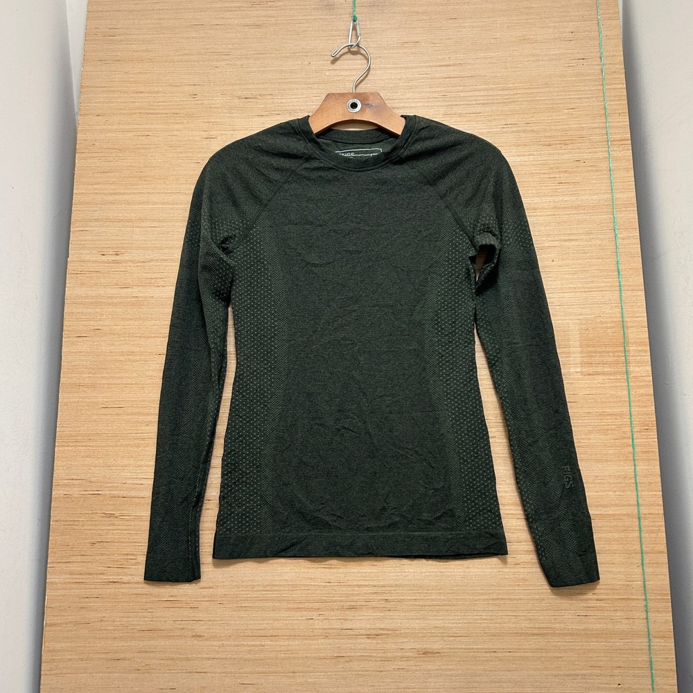 FIGS Seamless Long Sleeve Underscrub Top Hunter Green Heather Womens XS 7741